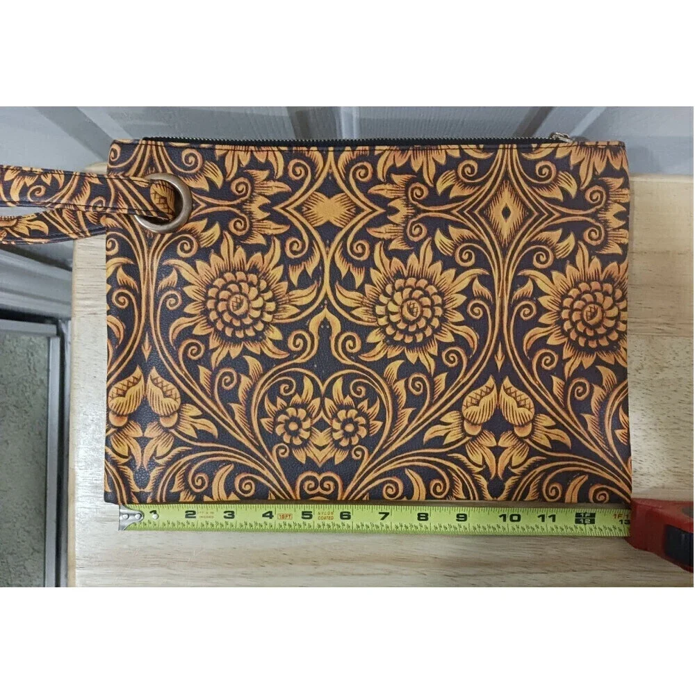 Sunflower Pattern Clutch Bag In Yellowish Red